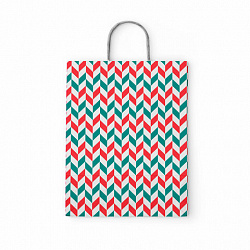 Крафт-пакет бумажный "Зигзаг" 26х15х35 см, с кручеными ручками, плотность 100 г/м2, белый, 113211