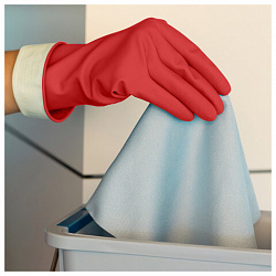 Перчатки VILEDA многоцелевые латексные, МНОГОРАЗОВЫЕ х/б напыление, ПРОЧНЫЕ, XL (очень большой), красный, 174348