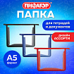 Папка для тетрадей ПИФАГОР А5, пластик, молния сверху, прозрачная, АССОРТИ, 274472