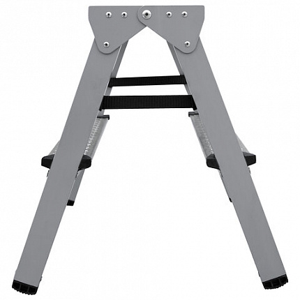 Стремянка стальная двухсторонняя 2х2 ступени, высота площадки 0,44м, алюминиевая площадка 35х16см, до 150кг, вес 2,8кг НОВАЯ ВЫСОТА, 1160202