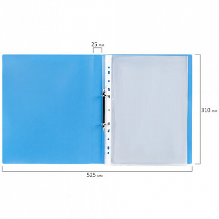 Папка для портфолио школьника/дошкольника, А4, 2 кольца, 10 файлов, пластик синий, ЮНЛАНДИЯ, 115236