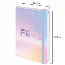 Ежедневник датированный 2026 с резинкой 145х203 мм, А5, BRAUBERG, твердый, "Нежность", 117347