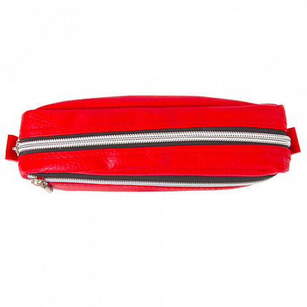 Пенал-косметичка BRAUBERG под фактурную кожу, ассорти, коричневый, красный, черный, "Идеал", 19х9х4 см, дисплей, 224035