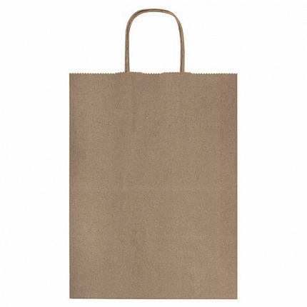 Крафт-пакет бумажный 26х15х35 см, КОМПЛЕКТ 50 шт., крученые ручки, плотность 90 г/м2, LAIMA ECO CRAFT, 609686