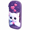 Пенал ЮНЛАНДИЯ, 1 отделение, 1 откидная планка, карман, EVA покрытие soft-touch, 22х10х5 см, "Cute cat", 273184