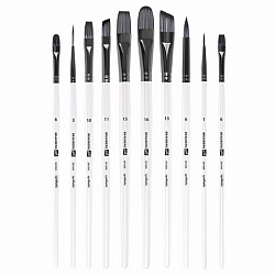 Кисти художественные набор 10 шт., синтетика, в ПВХ-пенале, № 1-10, BRAUBERG ART DEBUT, 201050