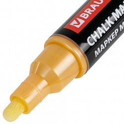 Маркер меловой "POP-ART" ЗОЛОТОЙ, 5 мм, ВЛАГОСТИРАЕМЫЙ, для гладких поверхностей, BRAUBERG, 152485