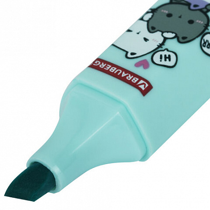 Текстовыделитель мини с принтами BRAUBERG "PASTEL", АССОРТИ В ПЛАСТИКОВОЙ БАНКЕ, 1-5 мм, 152536