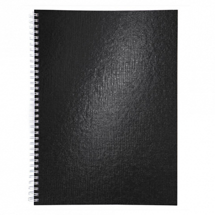 Тетрадь бумвинил А4 96 л., гребень, офсет №1, клетка, "ЧЕРНАЯ Metallic", HATBER, 077202, 96Т4бвВ1гр