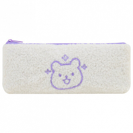 Пенал ЮНЛАНДИЯ, 1 отделение, плюш, "Bear", белый, 22x8х3 см, 272270