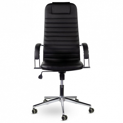 Кресло офисное BRABIX "Pilot EX-610 CH" premium, хром, кожзам, черное, 532418