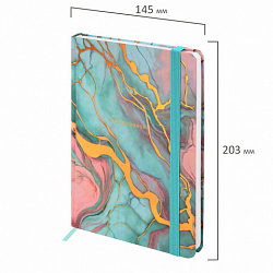 Ежедневник недатированный с резинкой А5 145х203 мм, BRAUBERG, твердый, фольга, 128 л., "Marble", 116292