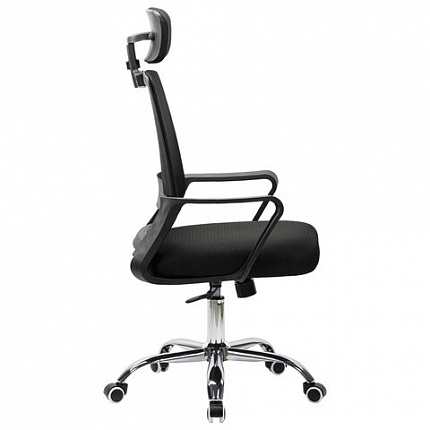 Кресло CROMEX (КРОМЕКС) "Debut CH-697", ХРОМ, с подлокотниками, механизм качания, сетка/ткань TW, черное, 533068