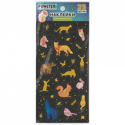 Наклейки декоративные "Black edition", 17,5х9 см, ассорти 6 видов, FUNSTER (ФАНСТЕР), 666100