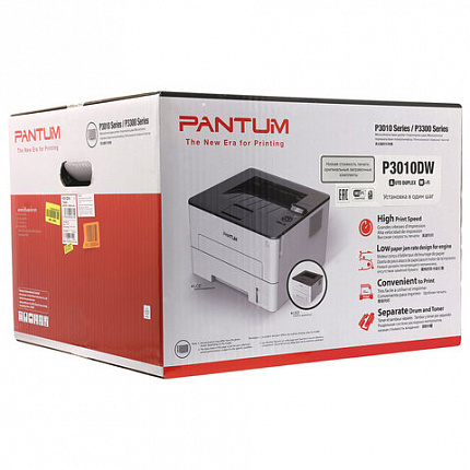 Принтер лазерный PANTUM P3010DW А4, 30 стр./мин., 60000 стр./мес., ДУПЛЕКС, Wi-Fi, сетевая карта, NFC