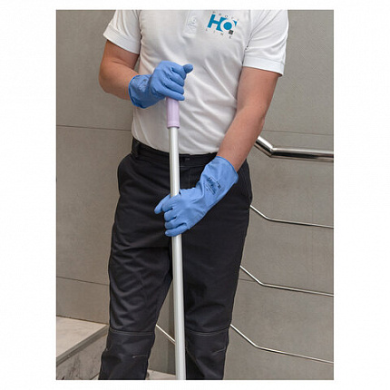 Перчатки латексные КЩС, сверхпрочные, плотные, хлопковое напыление, размер 7, S (малый), синие, HQ Profiline, 74733