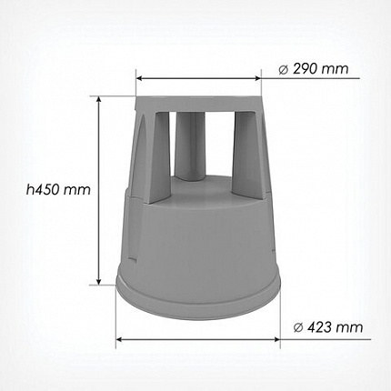 Стремянка-табурет передвижная, 2 ступени, на колесах (под нагрузкой статична), 43 см, пластик, до 150 кг, 640104