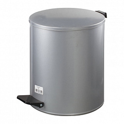Ведро мусорное с педалью 15 литров, УСИЛЕННОЕ, серое, оцинкованная сталь, ТИТАН