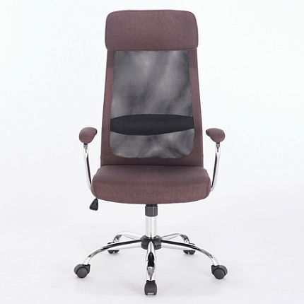 Кресло офисное BRABIX "Flight EX-540", хром, ткань, сетка, коричневое, 531849