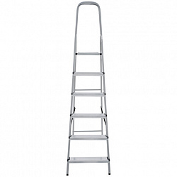Стремянка сталь / алюминий 6 ступени, высота площадки 1,25м, дуга 0,6м, площадка 26х26см, нагрузка 150кг, вес 7кг НОВАЯ ВЫСОТА, 1130106