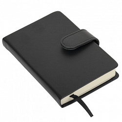 Скетчбук, слоновая кость 140 г/м2 90х140 мм, 80 л., КОЖЗАМ, застежка, BRAUBERG ART CLASSIC, черный,116458