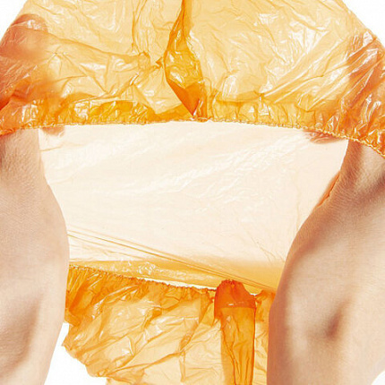 Бахилы оранжевые КОМПЛЕКТ 100 штук (50 пар) СТАНДАРТ+, размер 39х14 см, 16 мкм, 2 г, ELEGREEN