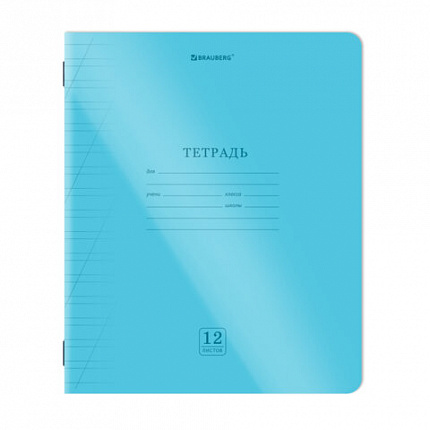 Тетрадь пластиковая обложка (НЕОН) 12 листов, косая линия, BRAUBERG "Smart Cover", АССОРТИ (микс в спайке), 405027