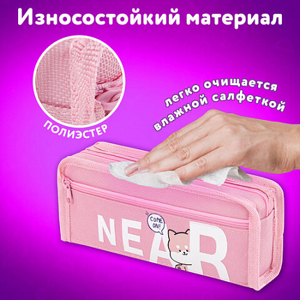 Пенал ЮНЛАНДИЯ ЮНИОР, 2 отделения, полиэстер, "Near you", 21х8х6 см, 273811
