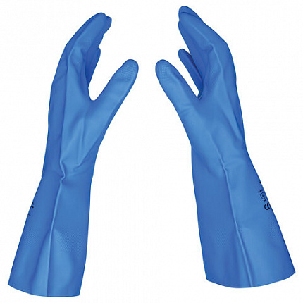 Перчатки нитриловые SCAFFA "Практик", хлопчатобумажное напыление, КЩС-1, размер 11, XXL (экстра большой), синие, 00-01017724