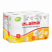 Бумага туалетная бытовая, спайка 12 шт., 2-слойная, (12х18 м), LAIMA, белая, 128718