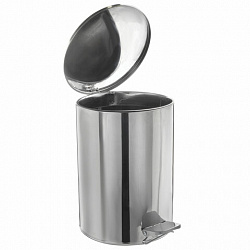 Ведро мусорное с педалью 20 литров, УСИЛЕННОЕ, кольцо под мешок, хром, нержавеющая сталь, ТИТАН