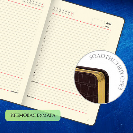 Ежедневник недатированный А5 138х213 мм BRAUBERG "Comodo" под кожу, 160 л., темно-коричневый, 123838