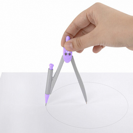 Готовальня BRAUBERG SCHOOL KIT, 9 предметов, циркуль 125 мм, чертежные принадлежности, лаванда, 210713