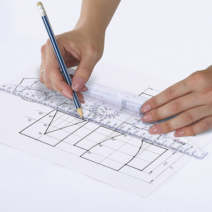 Линейка с роликом (рейсшина) 30 см, металлический ролик, картонная коробка, STAFF, 210870