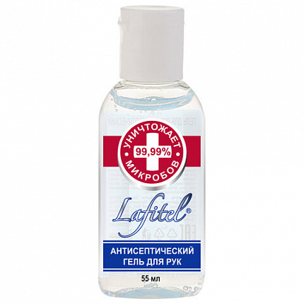 Антисептик-гель для рук (спирт 68%) 55 мл, LAFITEL (Лафитель), алоэ, честный знак