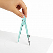 Циркуль BRAUBERG GEOMETRY, 120 мм, пастельно-бирюзовый цвет, защитный колпачок, пластиковый пенал, 210697