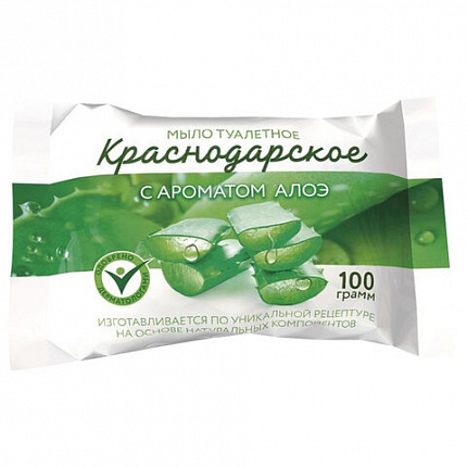 Мыло туалетное 100 г КРАСНОДАРСКОЕ (Меридиан), "Алоэ", МИНПРОМТОРГ