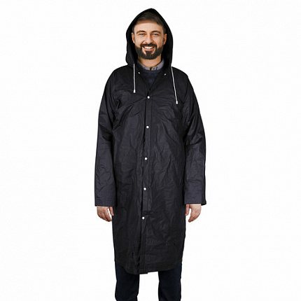 Дождевик плащ на кнопках, EVA, многоразовый прочный, чехол в комплекте, универсальный размер, черный, SHAMAANI (ШАМААНИ), 610932