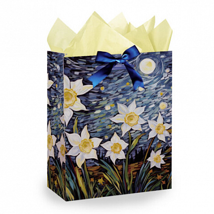 Пакет подарочный (1 штука) 18х10х23 см (M), "3D Flowers", ассорти, с тишью, ЗОЛОТАЯ СКАЗКА, 700809