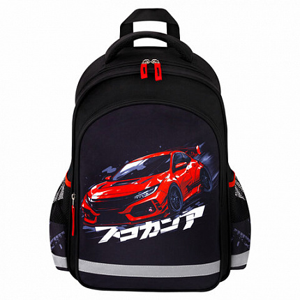 Рюкзак ПИФАГОР SCHOOL, 1 отделение, 3 кармана, "Street race", 38x28х14 см, 273169