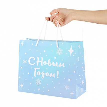 Пакет подарочный (1 шт.) новогодний, 26х13х32 см, "Сияние", ГОЛОГРАФИЯ, ассорти 4 дизайна, ЗОЛОТАЯ СКАЗКА, 592426