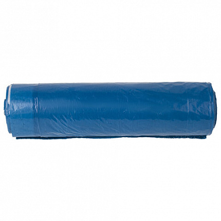Мешки для мусора с завязками 120 л. синие, в рулоне 10 шт., прочные, ПВД 35 мкм, 67х90 см, LAIMA, 601399