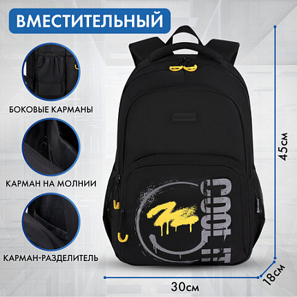 Рюкзак BRAUBERG CONCEPT универсальный, 2 отделения, светоотражающий принт, "Cool it", 45х30х18 см, 273846
