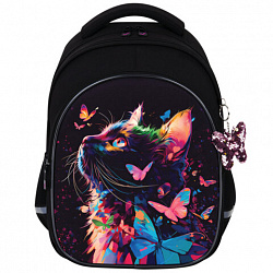 Рюкзак BRAUBERG OPTIMA, 2 отделения, с брелоком, "Butterfly catcher", СВЕТЯЩИЙСЯ, 36х27х18 см, 272097