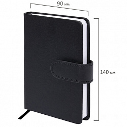 Скетчбук, белая бумага 140 г/м2 90х140 мм, 80 л., КОЖЗАМ, застежка, BRAUBERG ART CLASSIC, черный, 116459