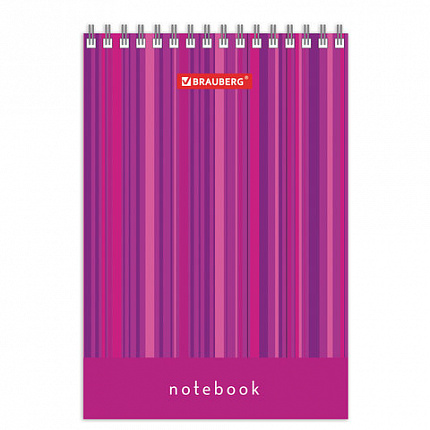 Блокнот МАЛЫЙ ФОРМАТ (97х145 мм) А6, 40 л., гребень, картон, клетка, BRAUBERG, "Полоски", 129822