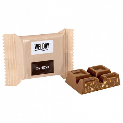 Шоколад порционный WELDAY (ВЭЛДЭЙ), ассорти 6 вкусов, 810 г (54 плитки по 15 г), пакет, 622409
