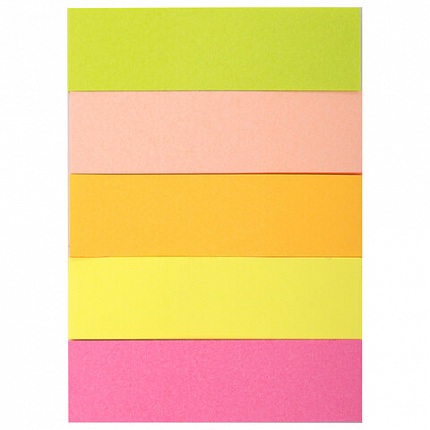 Закладки клейкие неоновые BRAUBERG бумажные, 50х14 мм, 1250 штук (5 цветов х 50 листов, КОМПЛЕКТ 5 штук), 112443