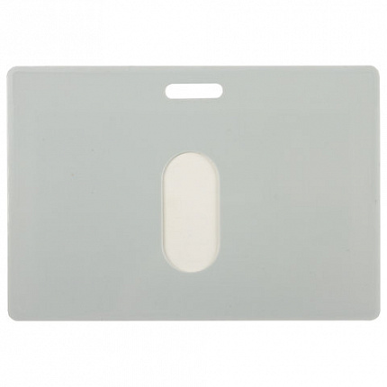 Бейдж горизонтальный (55х85 мм), без держателя, СЕРЫЙ, твердый пластик, BRAUBERG, 235759