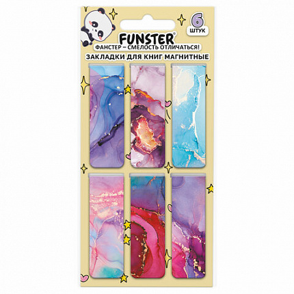 Закладки для книг МАГНИТНЫЕ, "АССОРТИ 5 ДИЗАЙНОВ ABSTRACTION", набор 6 штук, 60x20 мм, FUNSTER, 116653